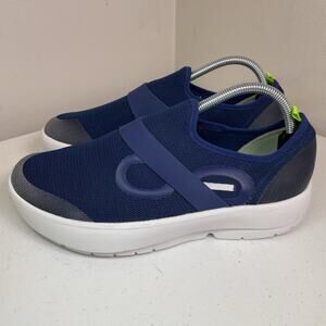 Oofos mens size 9.5 shoes OOmg Low Navy Blue Mesh Slip On Recovery 6152022-11